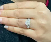 IGI CERTIFIED 14K WHITE GOLD EMERALD DIAMOND ENGAGEMENT RING AND BAND HALO 2.00