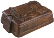 Box Southwestern Cowboy Boots and Saddle Lidded Relief Carved Hand-Cast Resin
