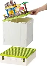 Collapsible Kids Storage Box with Building Base for Lego Duplo Blocks, 26 Qt. Toy Organizer for Boys and Girls, 25L Stackable Toy Chests for Children, Green