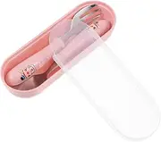 Mikinona Stainless Steel Children's Spoon Fork Set Baby Training Cutlery Learning Tableware Abs 304 Steel Forks Spoons Smooth Edges