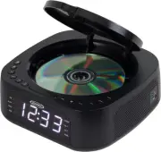 JENSEN JCR-375 Stereo Digital Dual-Alarm Clock with Top-Loading CD Black