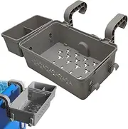 WADY Poolside Storage Baskets with Cup Holders, Above Ground Pool Accessories,Hanging Pool Basket with Hook Fit for Most Above Ground Pool (Grey)