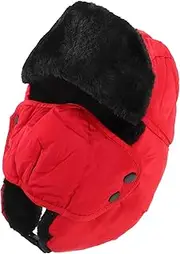 [CATIEBYE] Army Hat Face Mask Cold Weather Trapper Hat Outdoor Hats for Men Outdoor Hat for Men Mens Caps Ski Mask Red