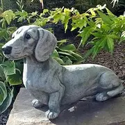 Dachshund Statue Garden Decor Memorial Dog Figurines Puppy Lying Down Decor Garden Decoration Diy Accessories Home Decor
