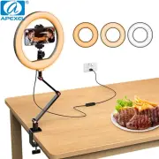 APEXEL USB 10''Ring Light with Adjustable Stand Phone Holder For Live Streaming