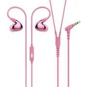 Z4 3.5mm In-ear Wired Control Earphone HIFI Bass Sound Double Moving-coil IPX5 Waterproof With Mic PINK COLOR