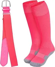 [Dxhycc] Youth Baseball Socks and Belt Combo Set Adjustable Softball Baseball Socks and Belt Elastic Waist Belt for Boys Girls, Hot Pink, M