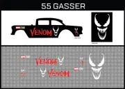 Hot Wheels(1/64),55 Gasser"Venom"Waterslide,Printed WhiteFirst,Decals