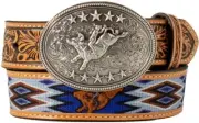 3D Western Boys Belt Youth Leather Bullrider Canvas Inlay Brown D120003927