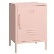 Metal Nightstand Modern End Side Table Steel Bedside Storage Pink-cabinet