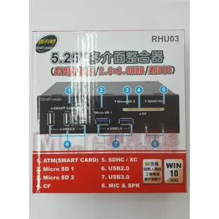 ★摩兒電腦☆伽利略 RHU03 5.25吋多介面整合器ATM讀卡機/USB 2+3.0 HUB 多合一讀卡機 自然人憑證