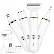 Electric Razor for Women 4-in-1 Lady Electric Shaver for Face Nose Legs and Underarm Bikini Trimmer for Women Wet & Dry Painless
