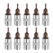 10pcs H2 Hex Bit Socket 1/4" Square Drive Metric Extension Impact Bit, Red