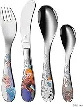 WMF Disney Frozen Children's Cutlery Set 4 Pieces from 3 Years Stainless Steel Cromargan Polished Dishwasher-Safe Colourfast Food-Safe, Stainless Steel, Transparent, 22 x 16 x 3 cm
