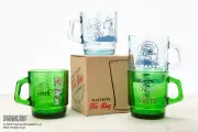 PSL Fire-King Peanuts Beagle Scouts 50years Glass Stacking Mug Snoopy Blue,Green