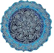 Turkish Decorative Plate 9.85"(25cm) Handmade Ceramic Ornament for Home&Office Wall Hanging Decor (Navy Blue)