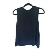 Eileen Fisher Womens Size Medium Black Funnel Neck Tank Top Nylon Tulle Sweater