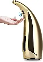 GULICA Automatic Soap Dispenser, 4 Levers Adjustable, Touchless Liquid Soap Dispenser, for Kitchen and Bathroom, with Infrared Motion Sensor, Waterproof, 300ml/11oz Gold