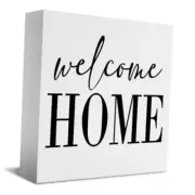 Welcome Home Sign Home Decor Desk Decor Wooden Box Sign Rustic Black white1136