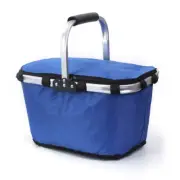 Blue Portable Picnic Basket - Foldable Insulated Outdoor Shopping Basket, Meal D