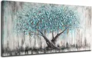 Arjun Tree Wall Art Teal Blue Nature of Life Abstract 40"x20", tree