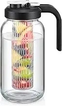 AOZITA Mason Jar Fruit Infuser Water Pitcher, Glass Pitcher with Filter Lid, Wide Mouth Jar Leak-proof Water Pitcher, Heavy Duty Glass Jar - 2 Quart, IE3-FU