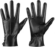 [ISHISBEB] Leather Gloves for Women Winter Warm Gloves Touch Screen Warm Wool Lined Texting Driving Gloves
