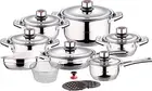 18-Piece Stainless Steel Cookware Set, Includes Induction Compatible Fry Pots, P