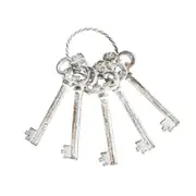 Five Antique White Keys On Ring 8x23cm