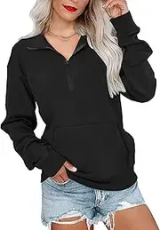 MISFAY Womens Half Zip Oversized Sweatshirts 2024 Casual Long Sleeve Hoodies Quarter Zip Up Pullover Fall Outfits with Pocket