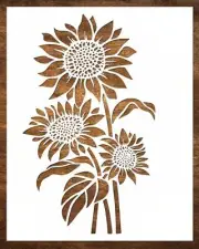 Large Sunflower Stencil (12x15 Inches) - Reusable Sun Flower Stencils for Painti