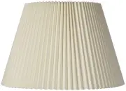 Empire Lamp Shade Ivory Knife Pleated Large 11x18x12 Spider with Harp and Finial