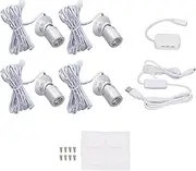 4 Pack Mini Spot Light, 360° Rotatable Dimmable LED Spotlight with Dimmer, USB 5V Accent Lights Picture Light for Plants, Jewelry Showcase, Painting Picture, Model Display