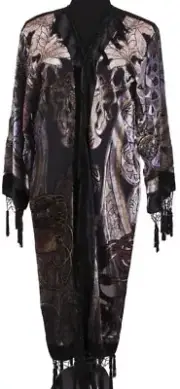 BLACK ARTDECO STEVIE NICK'S STYLE MUCHA "ASTROLOGER" GYPSY BOHO DELUXE DUSTER