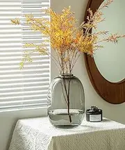 [GeLive] Smoked Glass Vase, Primary Colored Glass Vase, Clear Tabletop Vase, Flower Arrangement for Long Stem Branch Artificial Plant Home Indoor Centerpiece Decoration (Smoky Gray)