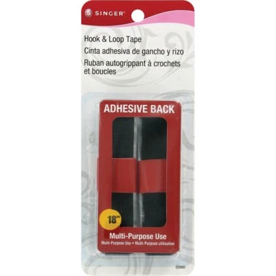 Singer Hook and Loop Adhesive Back Tape, 3/4 x 18-Inch, Black