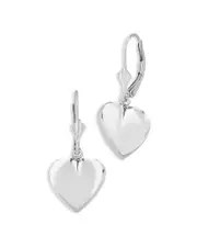 Bloomingdale's Fine Collection Polished Heart Leverback Drop Earrings in Sterling Silver