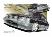 Holden Commodore VK VK CALAIS COMMODORE BLACK A3 FRAMED PRINT (HC44)