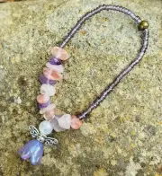 Kids Jewellery, Crystal, Glass Beads, Amethyst, Rose Quartz, Cherry Quartz.