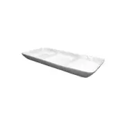 Bright White 12-1/2" x 5" Porcelain 3 Compartment Plate
