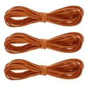 3Pcs Faux Suede Leather String, 4.4 Yards 3mm Flat Suede Cord, Orange