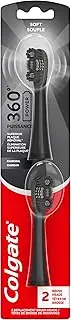 Colgate 360 Power Charcoal Replacement Toothbrush Heads, Works with Any 360 Battery Toothbrush, Features Soft Bristles and a Rubber Polisher on Each Replacement Head, 2 Pack