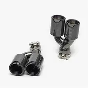 Muffler tip, Dual Out Exhaust Tip Carbon Fiber Muffler Tip H Shape Tail TIP Compatible Compatible Compatible For BMW 525i 528i 530i G30 G38 2018 5 series Exhaust Tip Nozzle(Black Carbon)