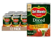 Del Monte Canned Diced Tomatoes, 14.5 Ounce (Pack of 12)