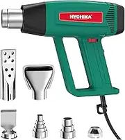 HYCHIKA Professional Heat Gun, 60°C-600°C Continuous Variable Temperature, 1800W Pure Copper Motor, Overload Protection, 6 Nozzles for Paint Stripping, Heat Shrinkable, etc