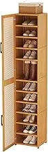 TINGTINGLI Vertical shoe rack, storage rack with door, freestanding shoe cabinet, tall narrow shoe rack, depth 33cm/13in, large capacity, does not take up space Suitable for entrances, corridors(11F)