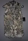 Signature Studio Black Mocha Animal Print Button Front Top Blouse Shirt Small