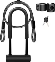 UBULLOX Bike U Lock Heavy Duty Bike Lock Bicycle U Lock, 16mm Shackle and 4ft Length Security Cable with Sturdy Mounting Bracket for Bicycle, Motorcycle and More, Large