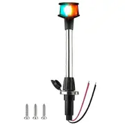 Bow Light LED Boat Navigation Lights Red and Green Bi-Color Light Pole Removable Plug in Base 12 Inches SilverBlack
