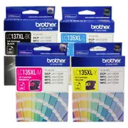 Original Brother LC135XL LC137XL 4 Colours Ink Cartridge Value Pack